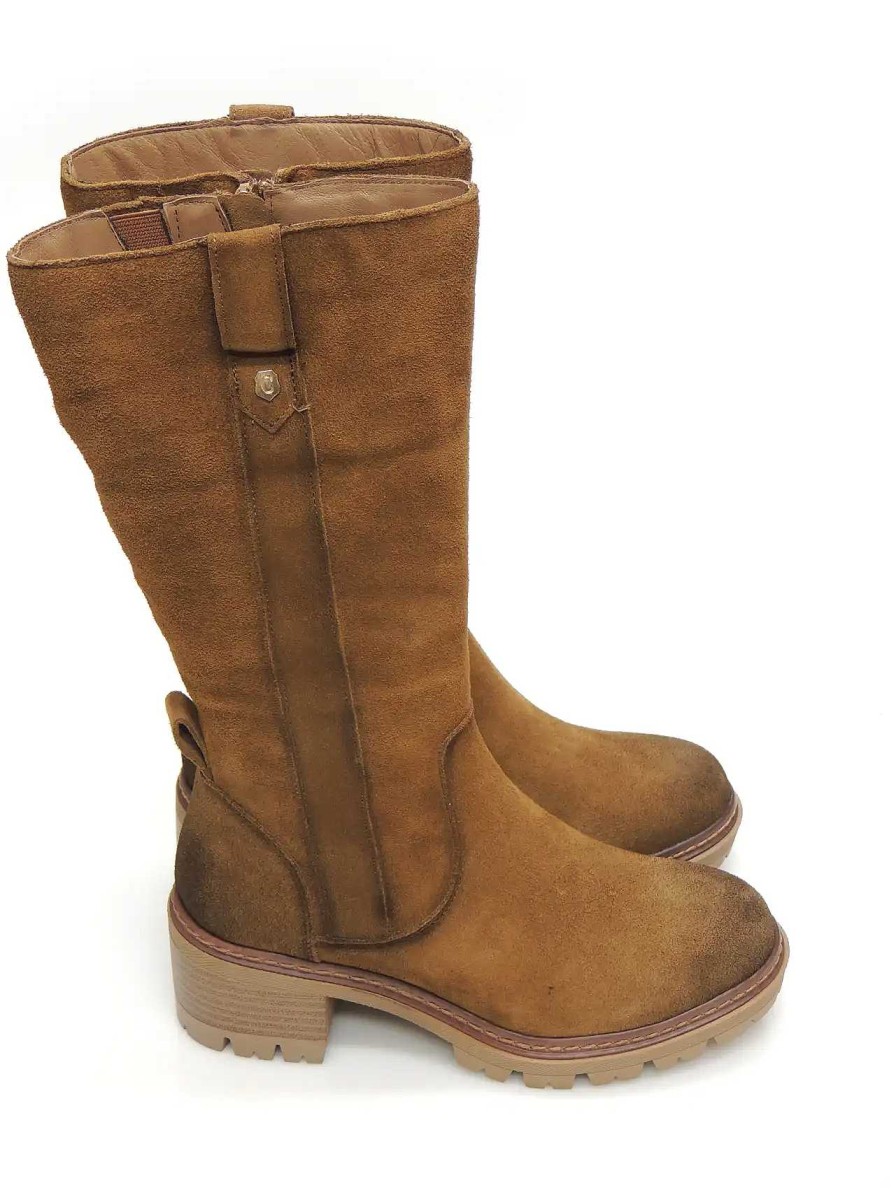 Mujer CARMELA | Botas Media Cana Carmela 16096602 Serraje Camel