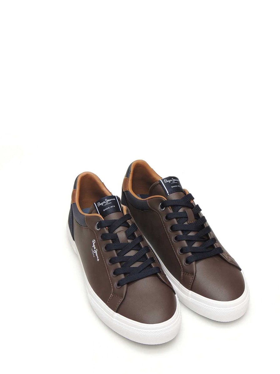 Hombre PEPE JEANS | Sneakers Pepe Jeans Pms30839 Polipiel Marron