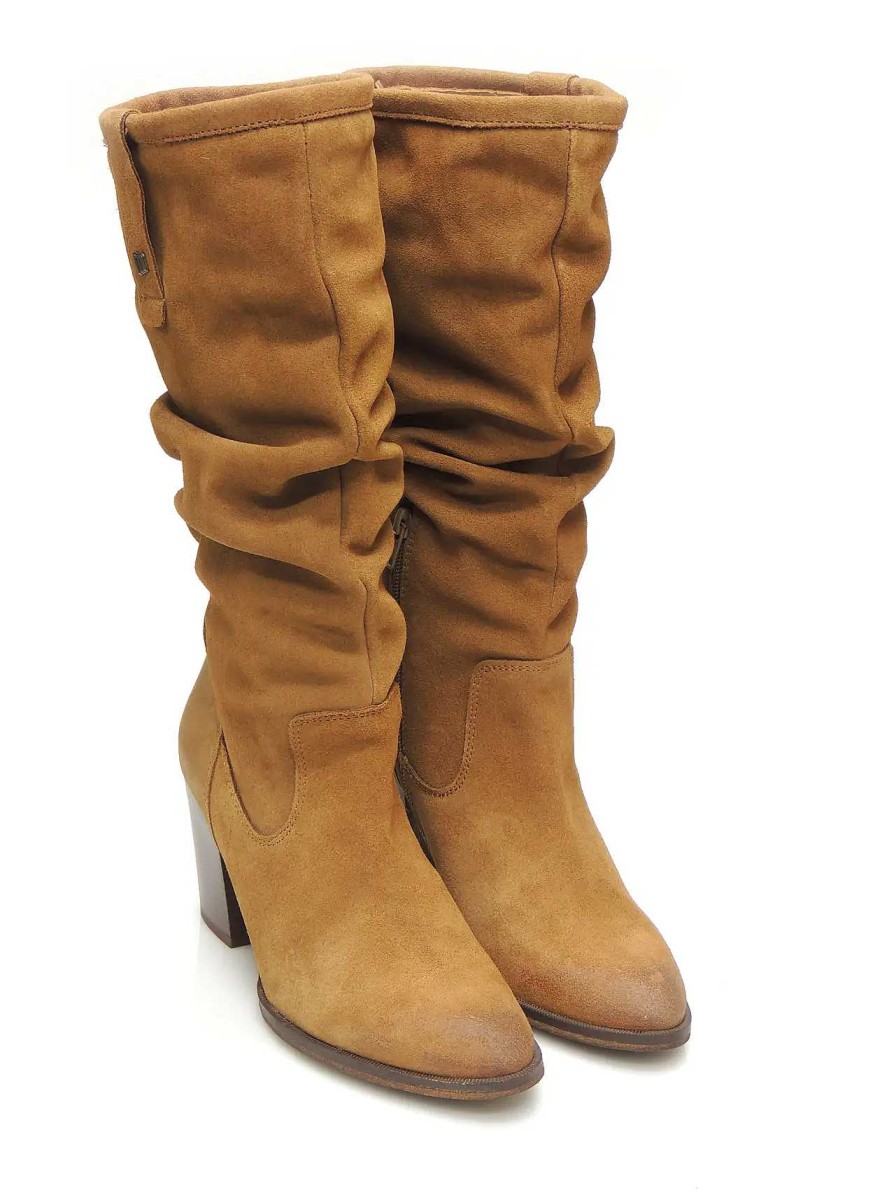 Mujer MUSTANG | Botas Cana Alta Mustang 52304 Serraje Cuero