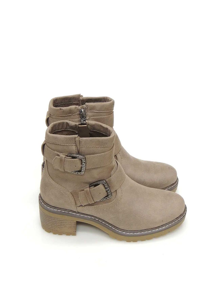 Mujer MUSTANG | Botines Moteros Mustang 52198 Polipiel Taupe