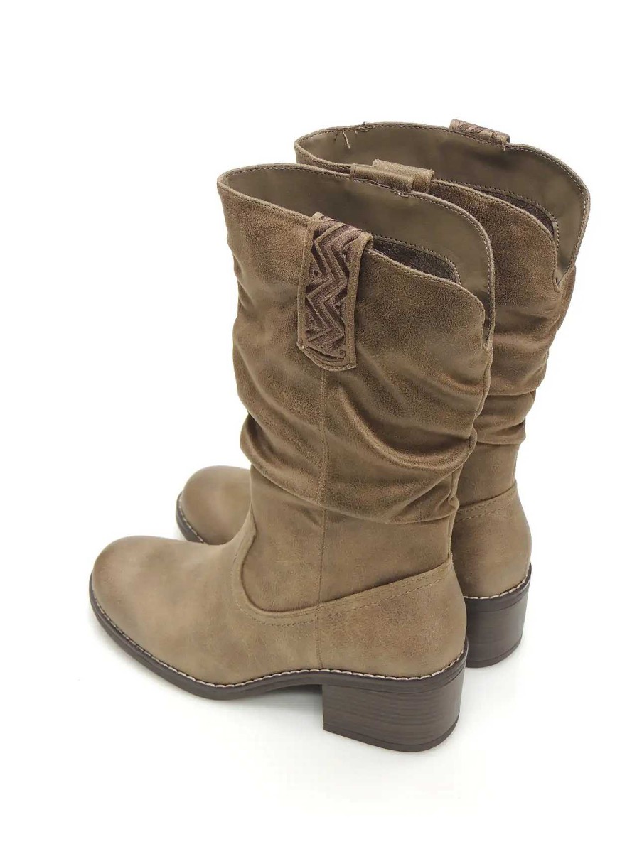 Mujer MUSTANG | Botas Media Cana Mustang 52761 Polipiel Taupe