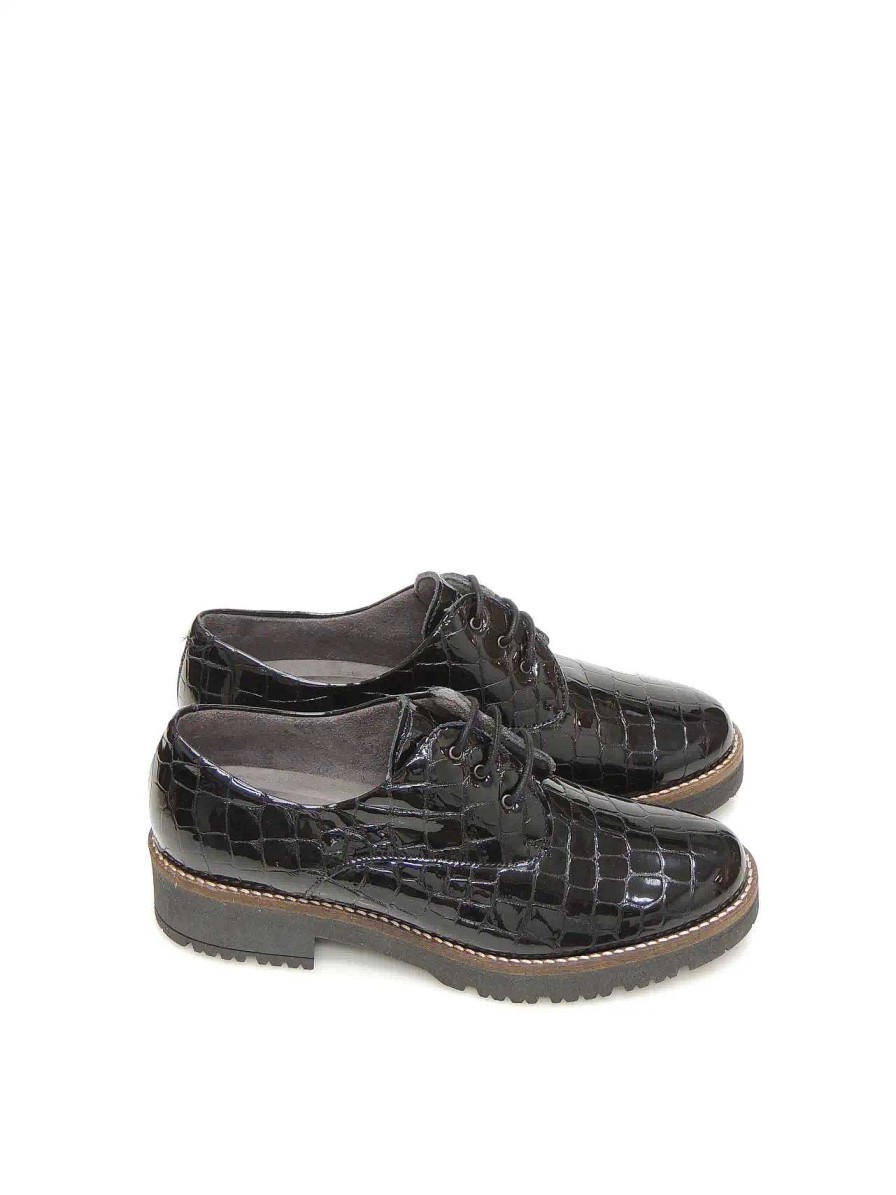 Mujer PITILLOS | Zapatos Blucher Pitillos 5370 Charol Negro