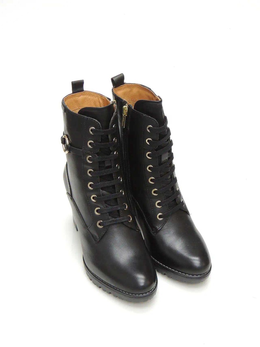 Mujer PIKOLINOS | Botas Militares Pikolinos W7M-8563 Piel Negro