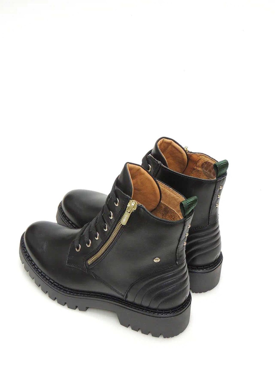 Mujer PIKOLINOS | Botas Militares Pikolinos W6P-8560 Piel Negro