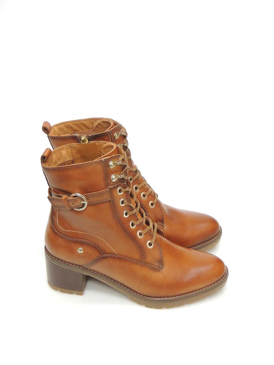 Mujer PIKOLINOS | Botas Militares Pikolinos W7H-8510 Piel Marron