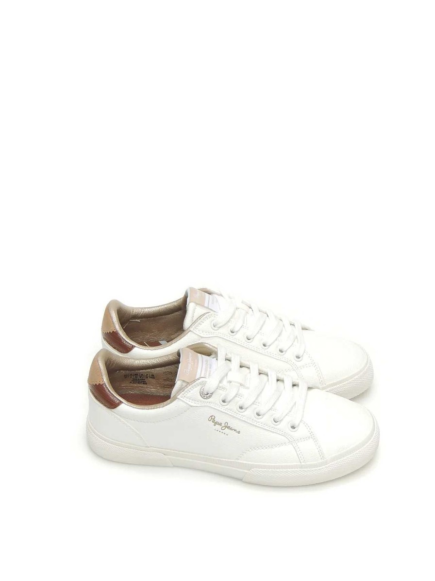 Mujer PEPE JEANS | Sneakers Pepe Jeans Pls31537 Polipiel Blanco