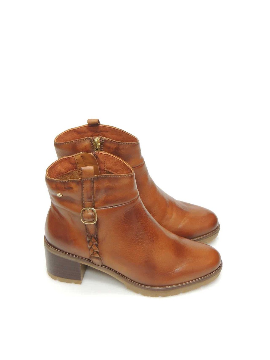 Mujer PIKOLINOS | Botines Camperos Pikolinos W7H-8578 Piel Marron