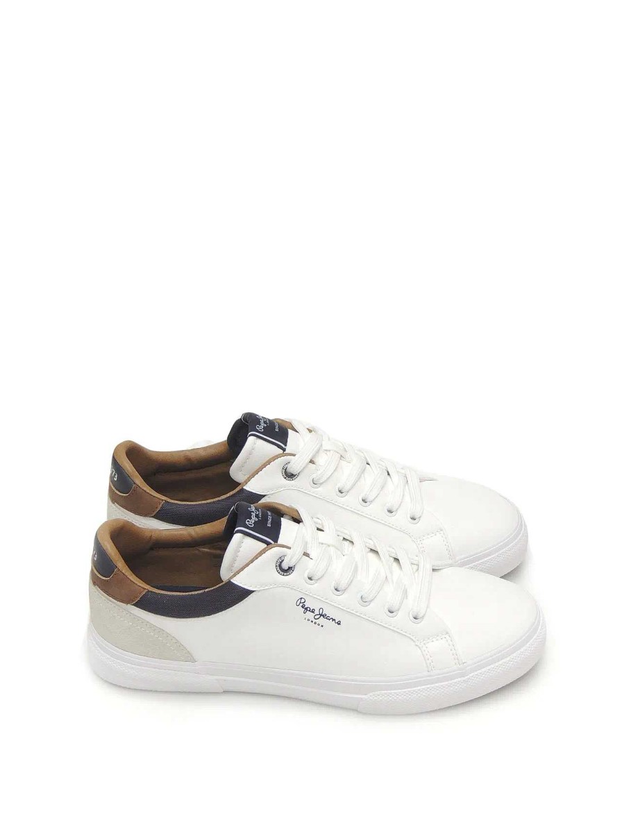 Hombre PEPE JEANS | Sneakers Pepe Jeans Pms30839 Piel Blanco