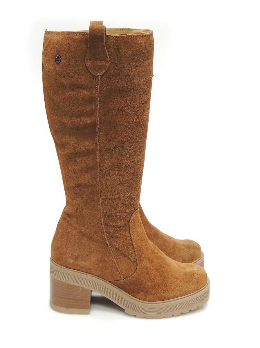 Mujer PORRONET | Botas Cana Alta Porronet 4539 Serraje Cuero