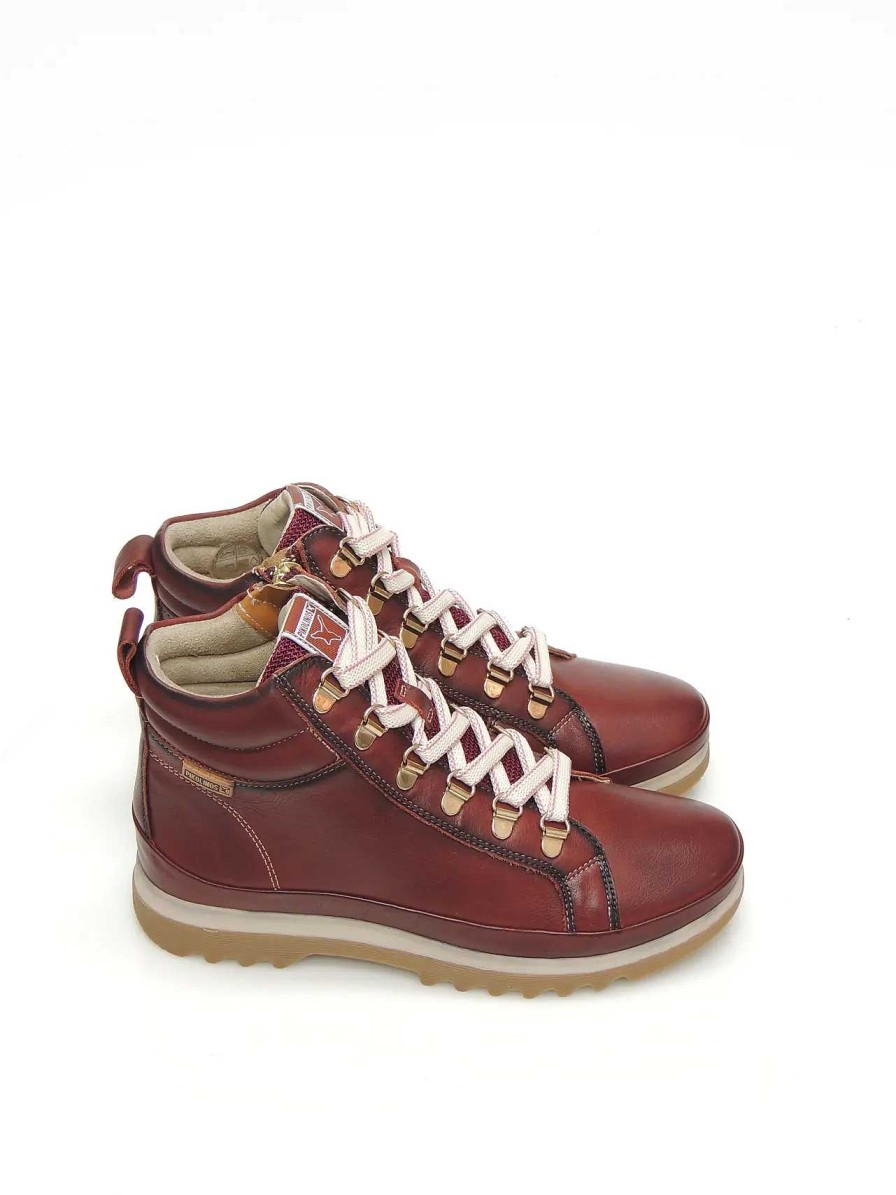 Mujer PIKOLINOS | Botines Montana Pikolinos W3W-8564 Piel Burdeos