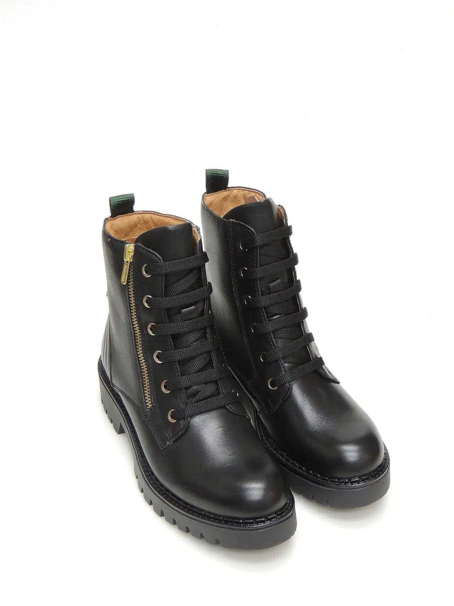 Mujer PIKOLINOS | Botas Militares Pikolinos W6P-8560 Piel Negro