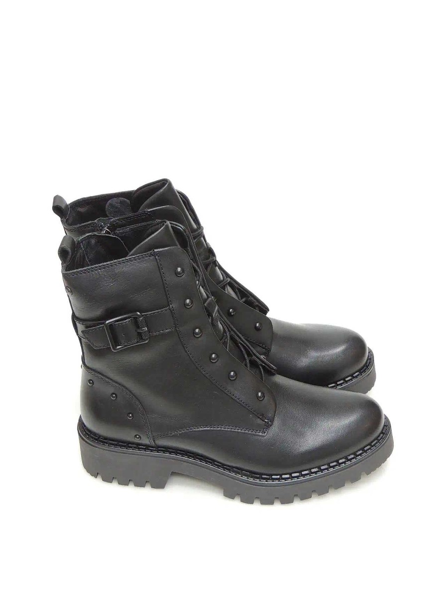 Mujer PIKOLINOS | Botas Militares Pikolinos W6P-8556 Piel Negro