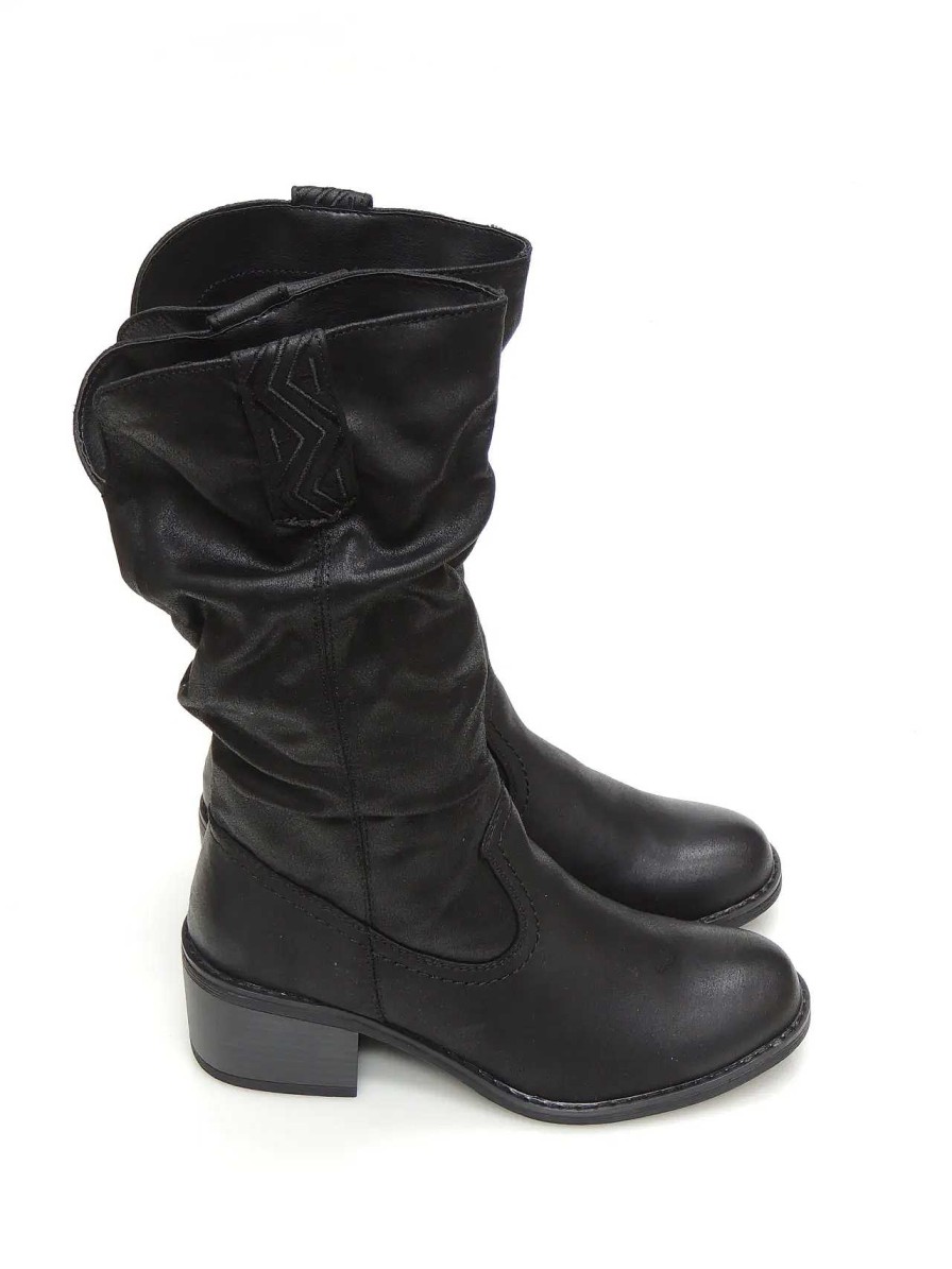 Mujer MUSTANG | Botas Media Cana Mustang 52761 Polipiel Negro