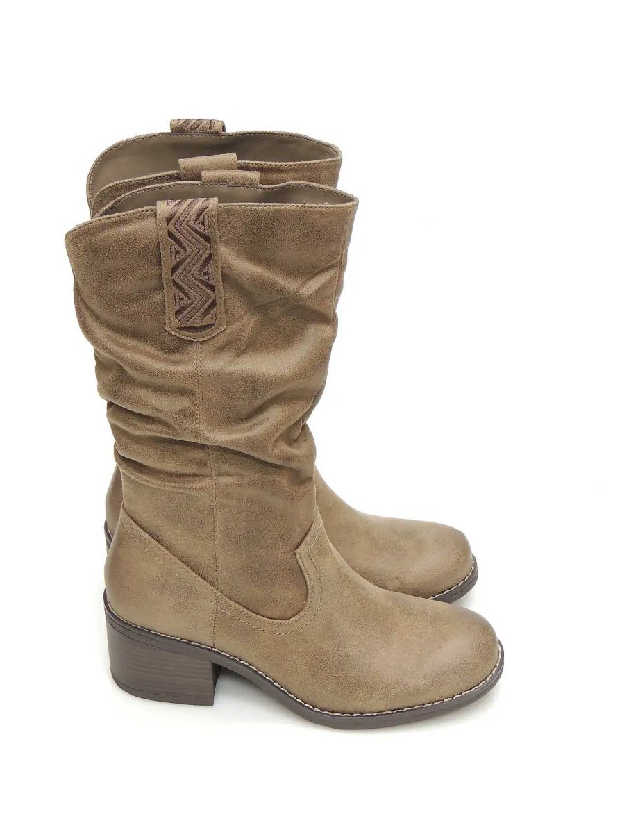 Mujer MUSTANG | Botas Media Cana Mustang 52761 Polipiel Taupe