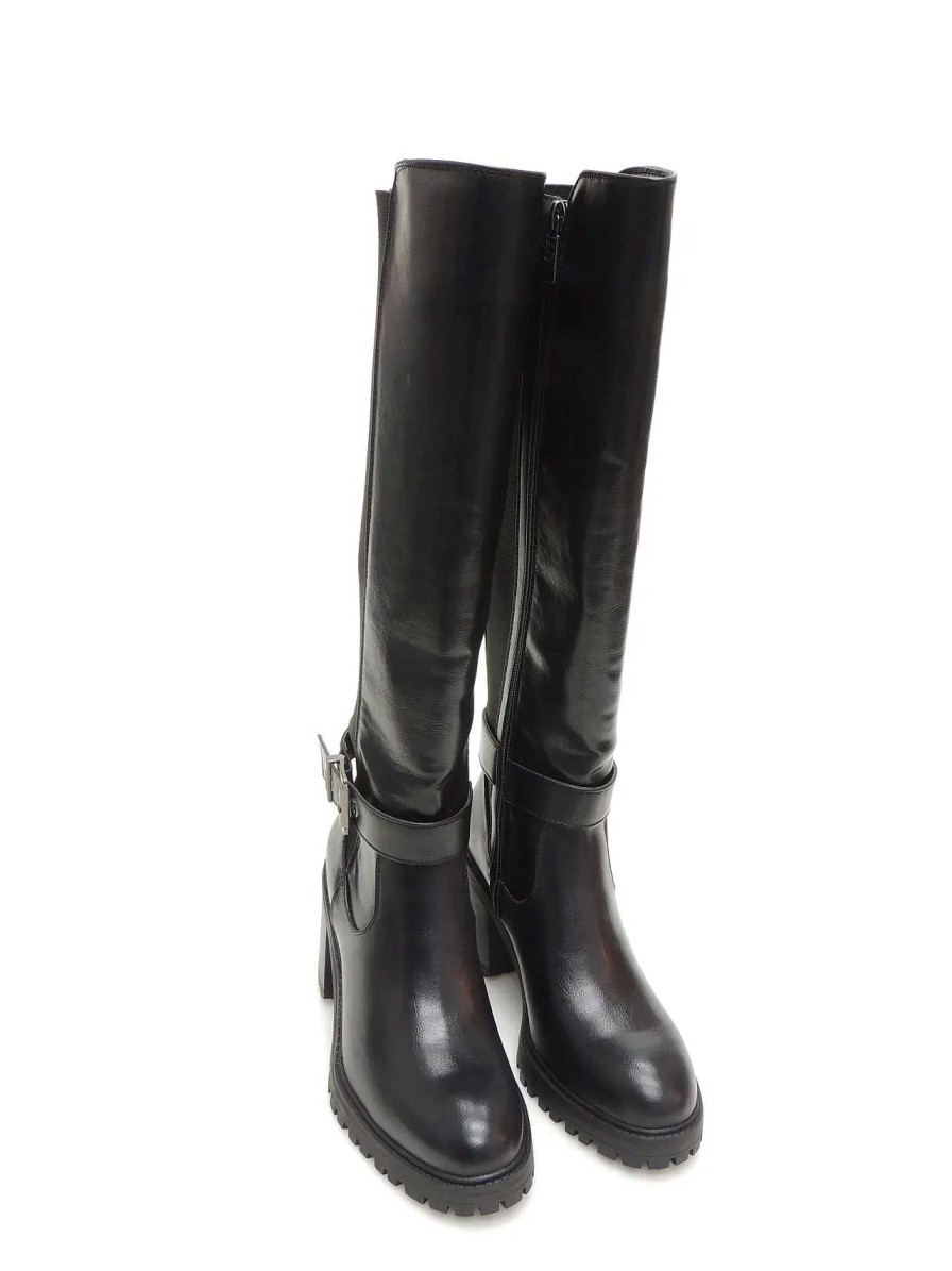 Mujer MUSTANG | Botas Moteras Mustang 52800 Polipiel Negro