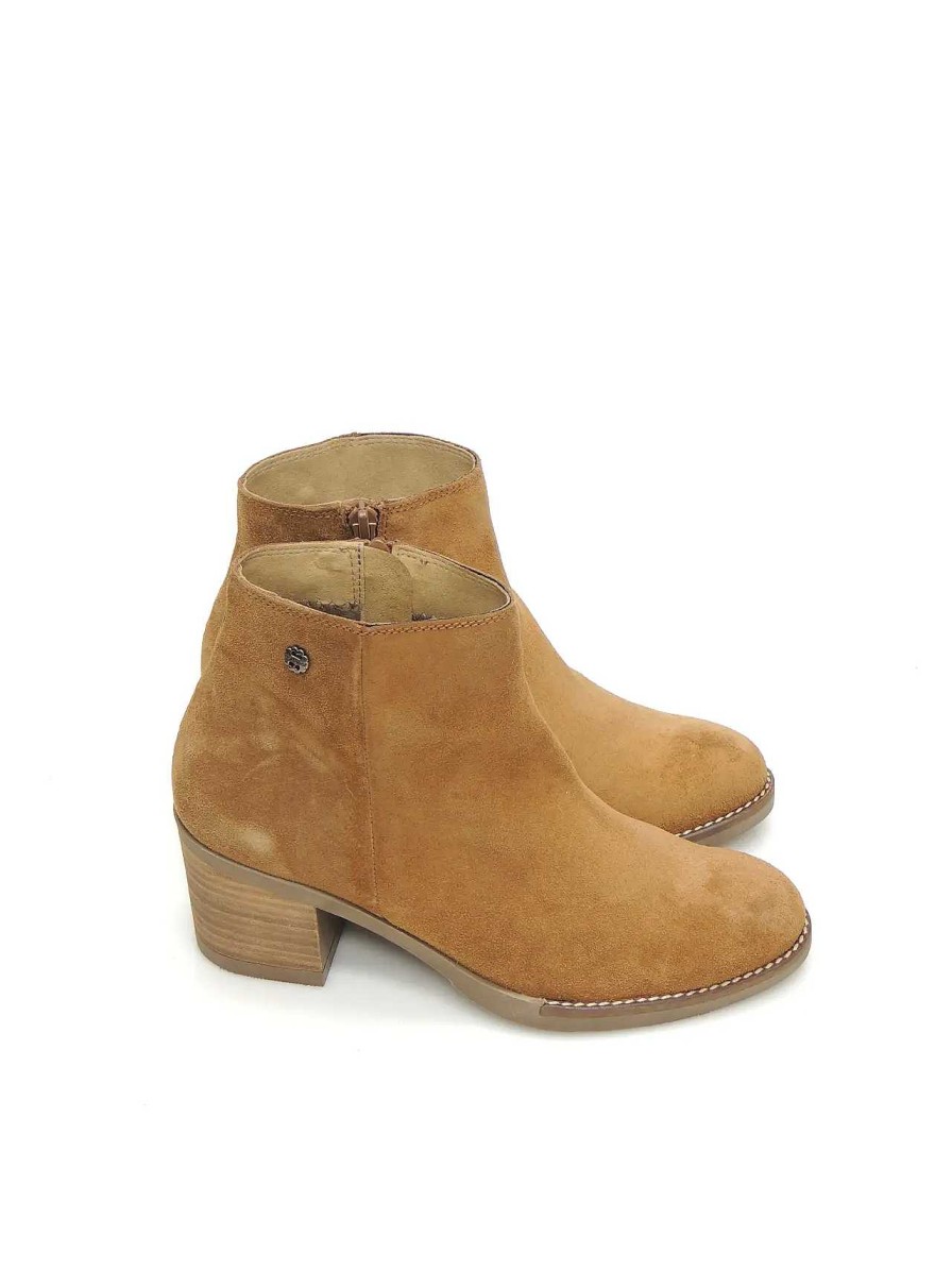 Mujer PORRONET | Botines Camperos Porronet 4541 Serraje Cuero