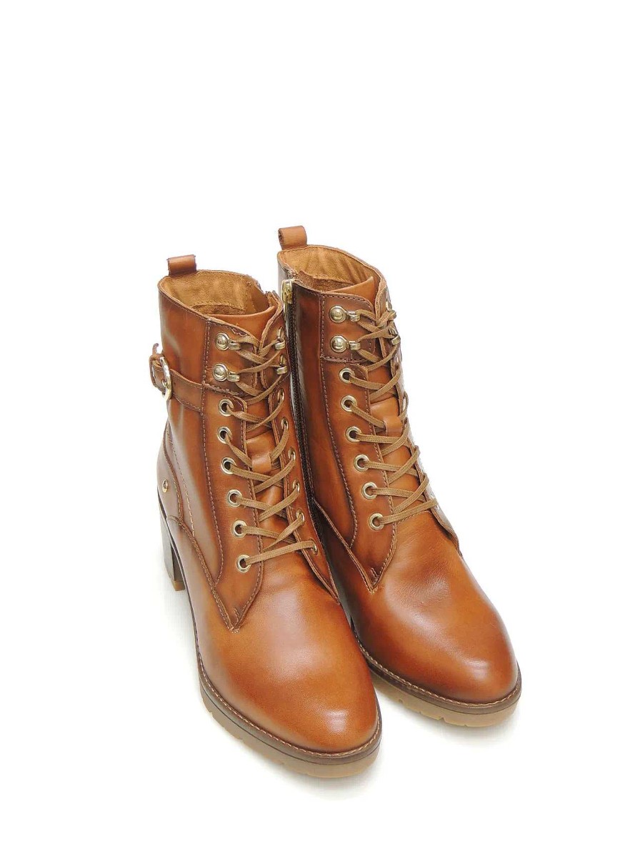 Mujer PIKOLINOS | Botas Militares Pikolinos W7H-8510 Piel Marron